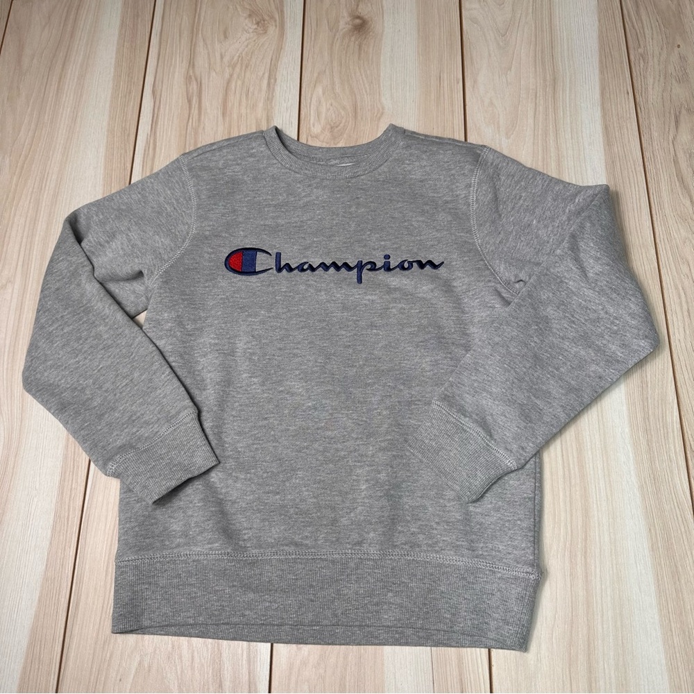 Champion Pullover Sweatshirt Boys Size Medium Gray Kids/Youth embroidered